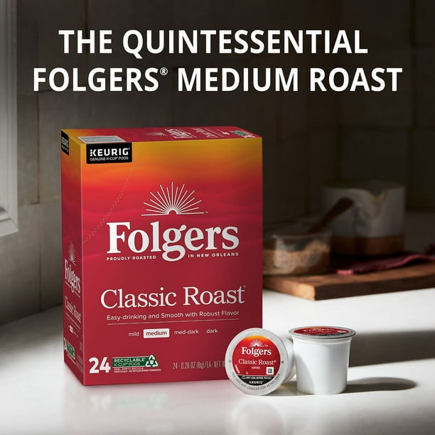 Folgers Classic Medium Roast K-Cup Coffee Pods, 100
