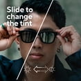 thumbnail image 6 of CHAMELO Lifestyle Dusk Classic Button Smart Audio Sunglasses, Black Frame with Smoke Lenses | Adjustable Electronic Tint, Bluetooth Open-Ear Audio + Integrated Microphone, Polarized UV Protection, 6 of 9