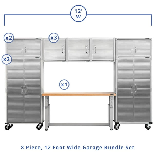Seville Classics UltraHD 8-Piece Steel Garage Cabinet Storage Set