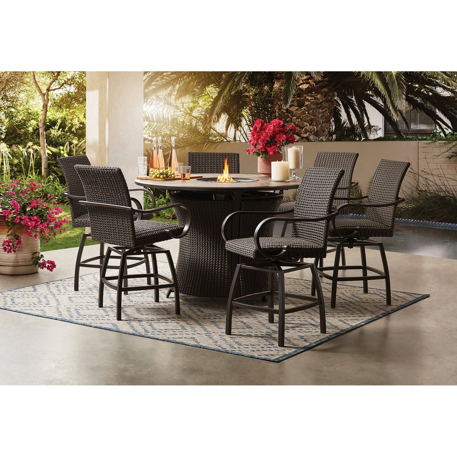 Member's Mark Homewood Counter Height Fire Dining Set, 7pc