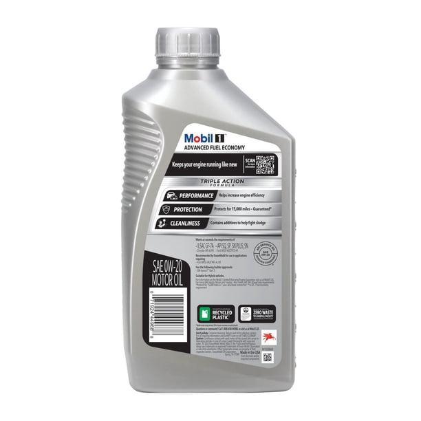 Mobil 1 0W-20 Advanced Fuel Economy Motor Oil 6 pack, 1-quart