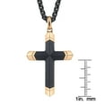 thumbnail image 2 of Spartan Men's Carbon Fiber Black and Rose Gold IP Stainless Steel Cross Pendant 24", 2 of 3