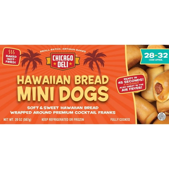 Chicago Deli Hawaiian Bread Mini Dogs, Frozen, 20 oz.