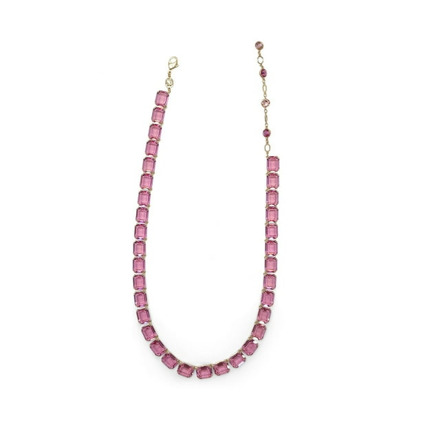 Swarovski Pink Crystal Octagon Cut Millenia Tennis Necklace