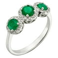thumbnail image 3 of Round Cut 3 Stone Gemstone and 0.19 CT. T.W. Halo Diamond Ring in 14K Gold, 3 of 4