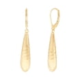 thumbnail image 2 of Italian Diamond-Cut Elongated Teardrop Earrings in 14k Yellow Gold, 2 of 7