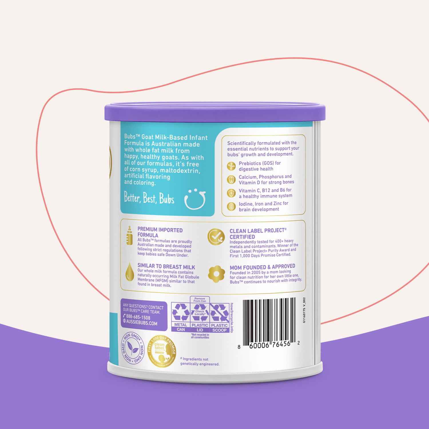 Bubs Goat Milk Infant Formula Powder With Iron, 20 oz., 2 pk
