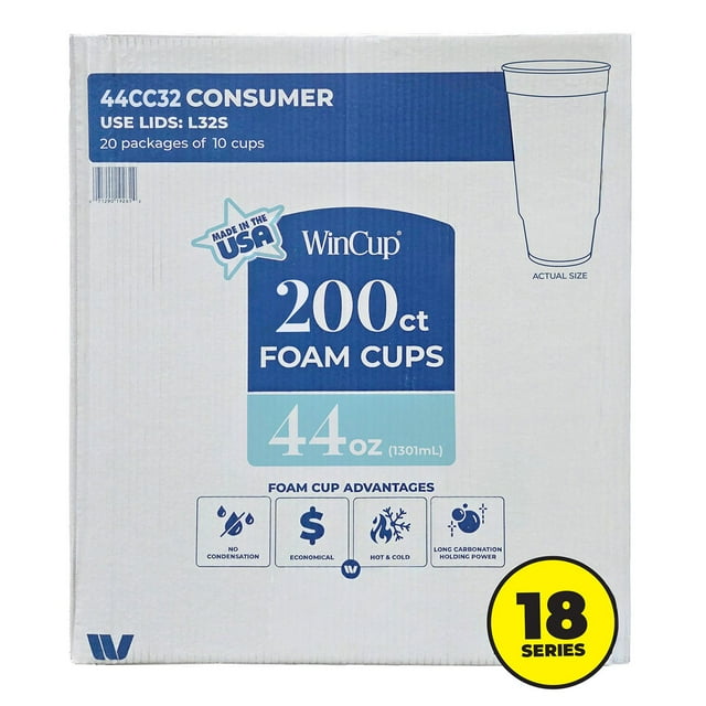 WinCup Foam Drink Cups, Car Cups 18 Series, White, Multi ct.
