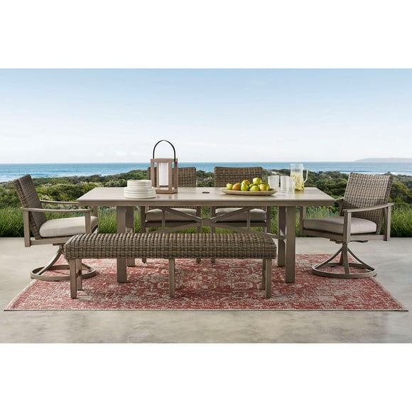 Member's Mark Hampton Ping Pong Dining Set with Sunbrella Fabric, 6pc