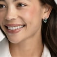 thumbnail image 5 of Lab Created Gemstone Huggie Hoop Earrings in Sterling Silver, 5 of 6