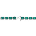 thumbnail image 3 of Emerald Cut Lab Created Gemstone Halo Tennis Bracelet in Sterling Silver, 3 of 5