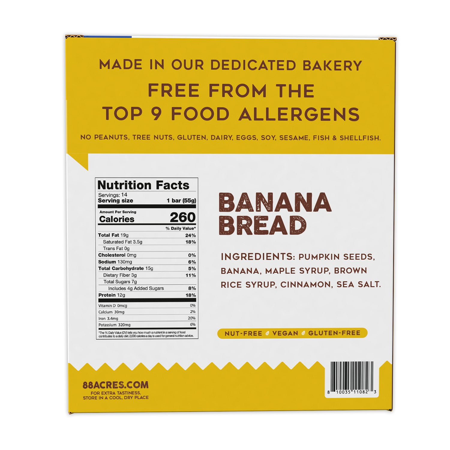 cheapest tobacco 30g asda 88 Acres Banana Bread Pumpkin Seed Protein Bar, 14 ct