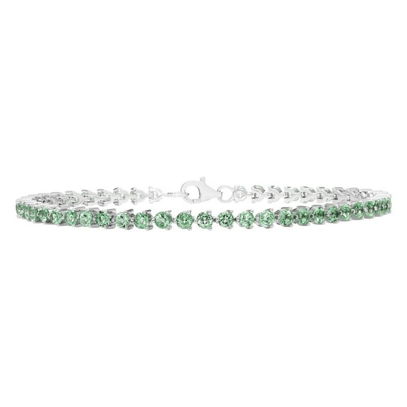 Lab Created Round Cut Gemstone Tennis Bracelet in Sterling Silver