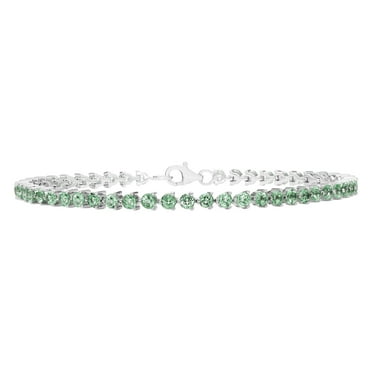 Lab Created Round Cut Gemstone Tennis Bracelet in Sterling Silver