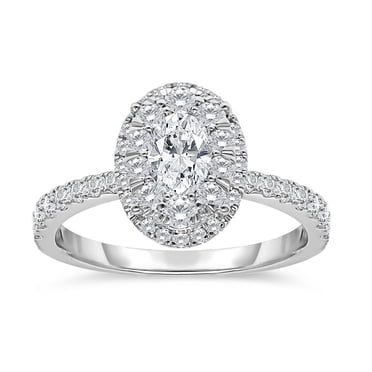 1.20 CT.T.W. Oval Round Diamond Bridal Ring in 14K White Gold