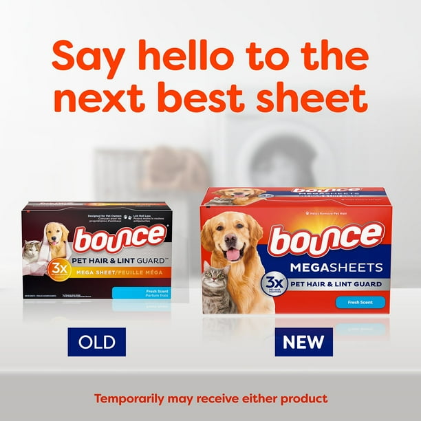 Bounce Pet Hair Lint Guard Mega Dryer Sheets, Fresh Scent, 210