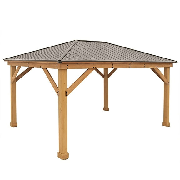 Yardistry All-Cedar Meridian Gazebo with Aluminum Roof, Choose Size