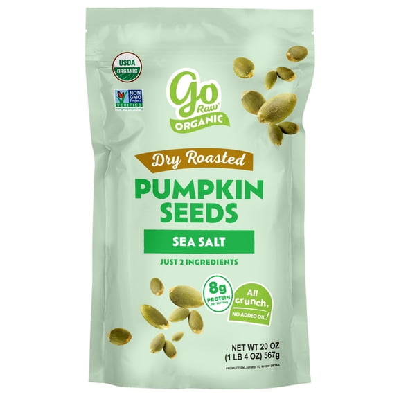 Go Raw Organic Dry Roasted Pumpkin Seeds with Sea Salt, 20 oz.