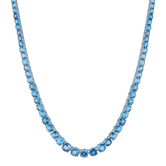 Graduated Gemstone Tennis Necklace in Sterling Silver