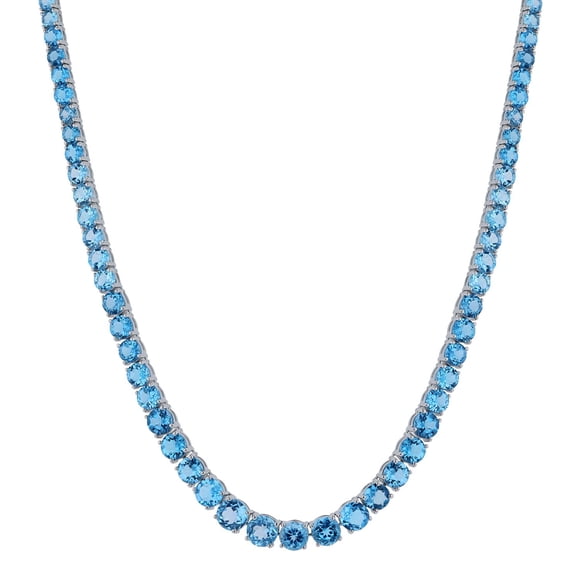 Graduated Gemstone Tennis Necklace in Sterling Silver