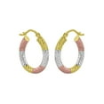 thumbnail image 4 of Diamond Cut Hoop Earrings in 14K Tri-Gold, 4 of 5