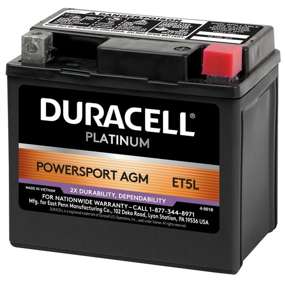 Duracell AGM Powersport Battery, Group Size ET5L 50