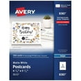 thumbnail image 1 of Avery Postcards for Inkjet Printers, 4 1/4 x 5 1/2, Matte White, 4/Sheet, 200/Box, 1 of 8