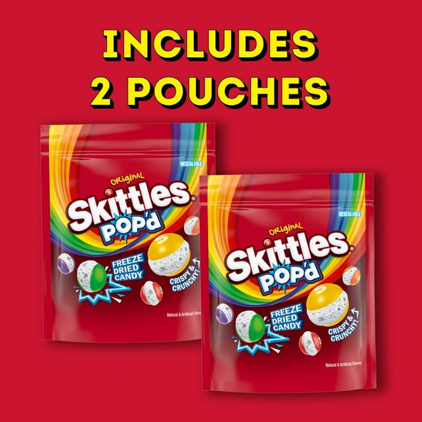 Skittles Pop'd Original Freeze Dried Candy, 5.5 oz, 2 pk