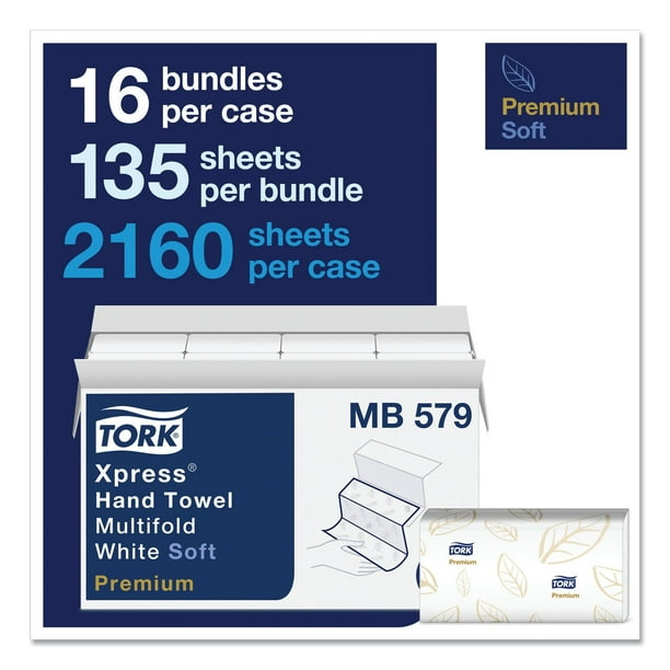Tork Premium Soft Xpress Multifold 2-Ply White Blue Leaf Hand