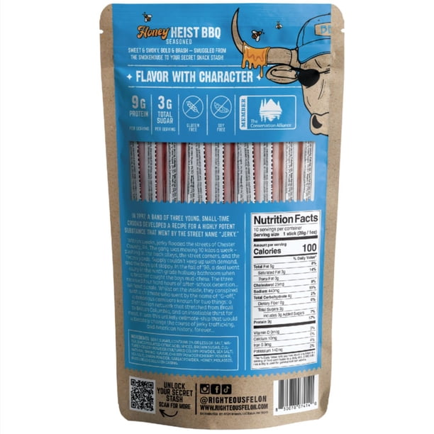 Righteous Felon BBQ Grass Fed Beef Sticks 10-Ounce Box photo 3
