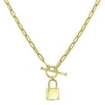 thumbnail image 1 of Padlock Toggle Paperclip Chain Pendant Necklace in 14K Gold, 1 of 6