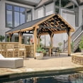 thumbnail image 1 of Range Cedar and Steel Gazebo with Lofted Roof and PowerPort, 1 of 8