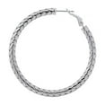 thumbnail image 3 of Italian Diamond Cut Snake Hoop Earrings in Sterling Silver, 3 of 7
