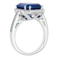 thumbnail image 2 of Lab Created Emerald Cut Gemstone and Diamond Ring in Sterling Silver, 2 of 4
