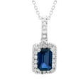 thumbnail image 1 of Emerald Cut Lab Created Gemstone & Diamond Halo Pendant Necklace in 14K Gold, 1 of 4