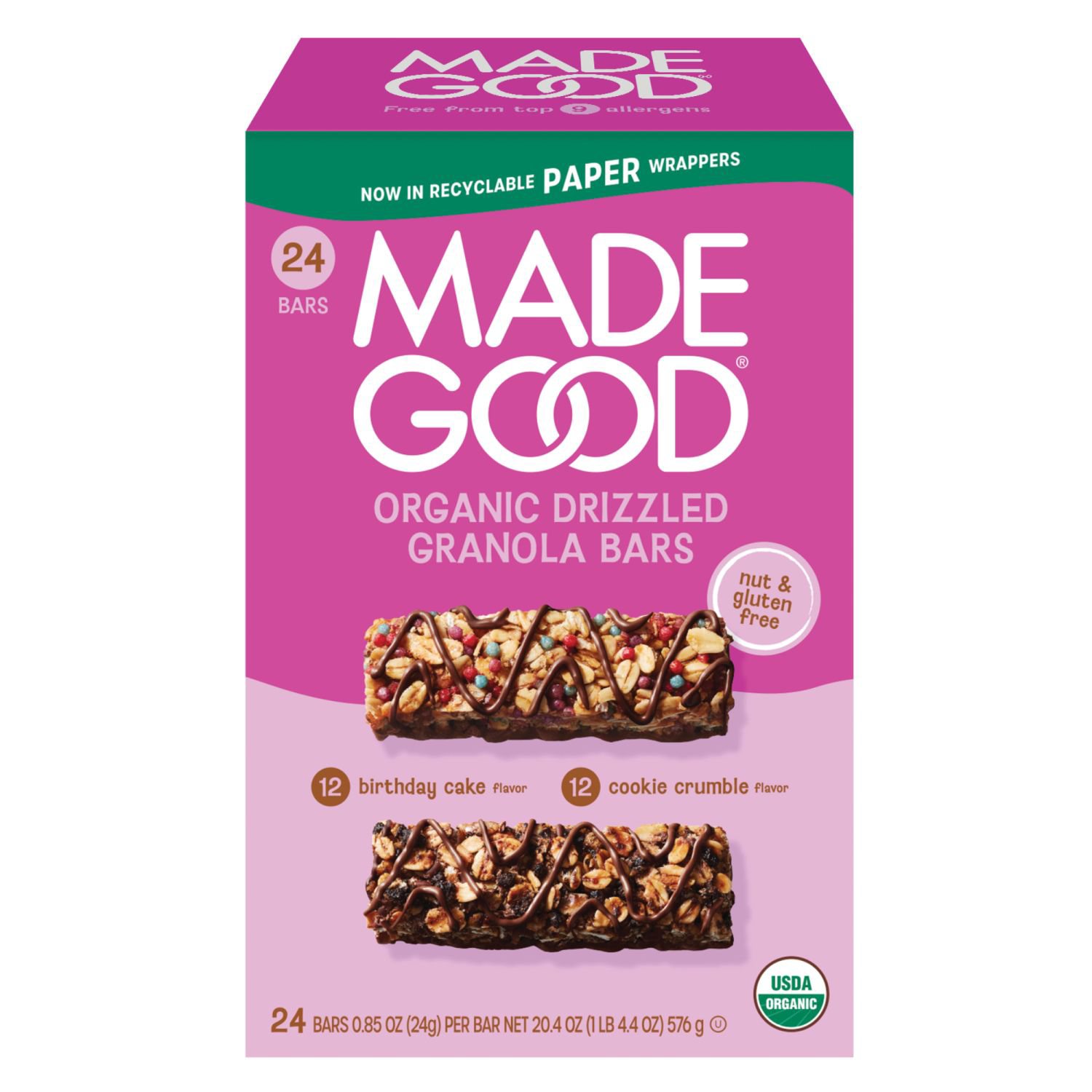MadeGood Drizzled Bar, Variety Pack, 24 ct.