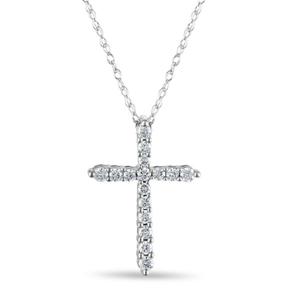 0.20 CT. T.W. Round Cut Diamond Cross Pendant in 14K Gold
