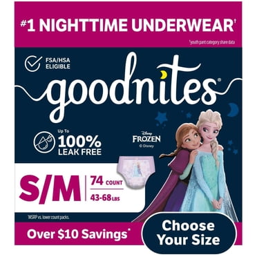 Goodnites Nighttime Bedwetting Underwear for Girls, Sizes Extra Small - Extra Extra Large