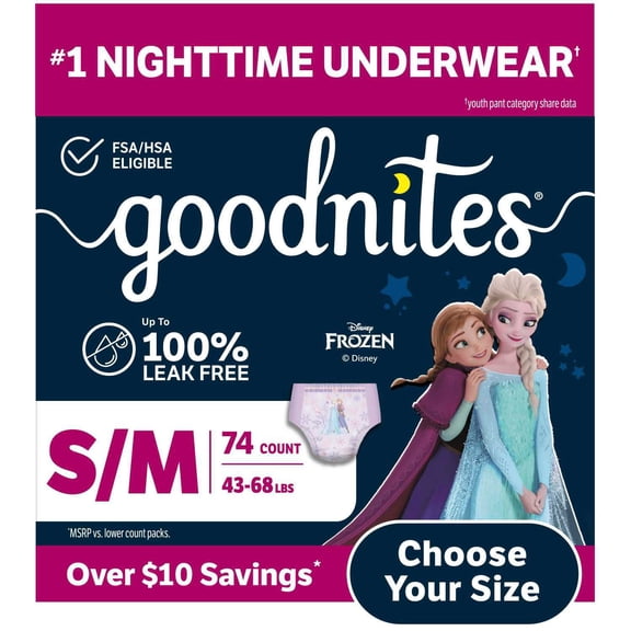 Goodnites Nighttime Bedwetting Underwear for Girls, Sizes Extra Small - Extra Extra Large