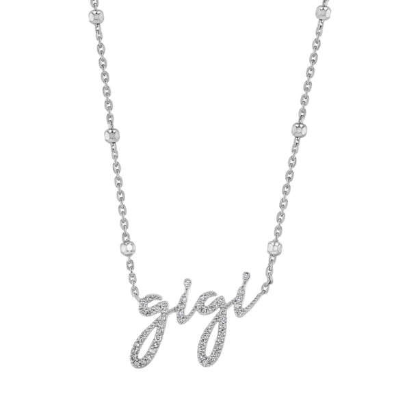 Sterling Silver and Diamond Identity Necklace