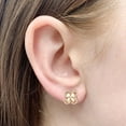 thumbnail image 2 of Oval Cut Gemstone & 0.35 CT.T.W. Diamond Clover Stud Earrings in 14K Gold, 2 of 3