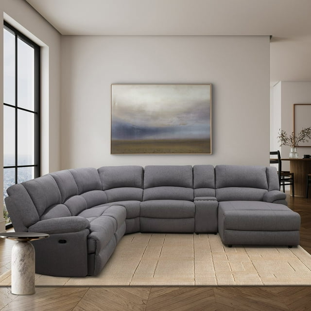 Fletcher 6-Piece Fabric Reclining Sectional, Gray