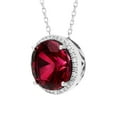 thumbnail image 2 of Lab Created Round Gemstone and 0.12 Diamond Halo in Serling Silver, 2 of 6