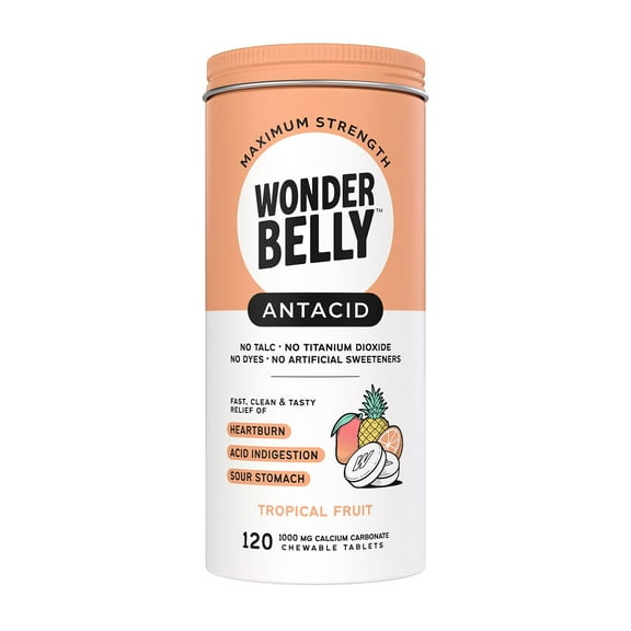 Wonderbelly Tropical Fruit Antacid Tablets, 120 ct.