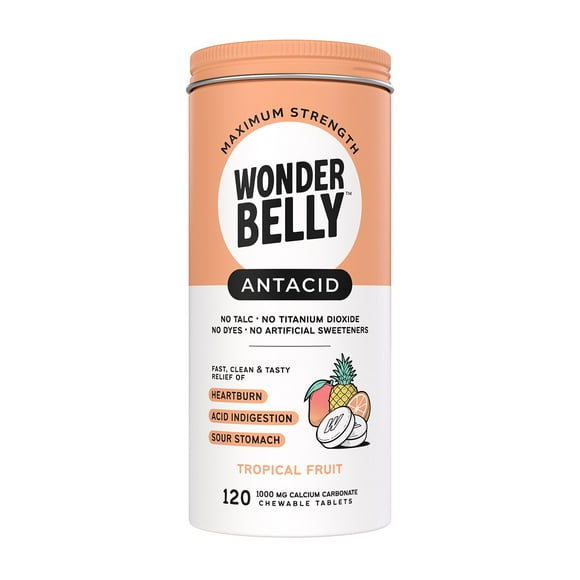 Wonderbelly Tropical Fruit Antacid Tablets, 120 ct.