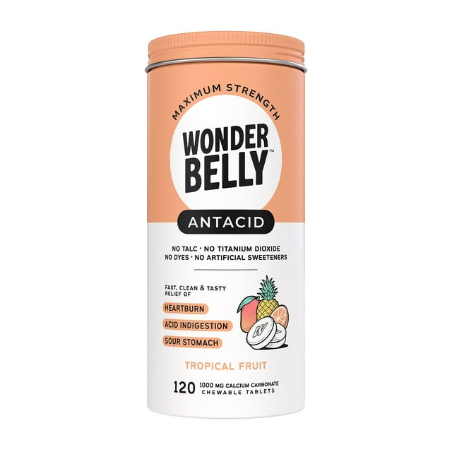 Wonderbelly Tropical Fruit Antacid Tablets, 120 ct.
