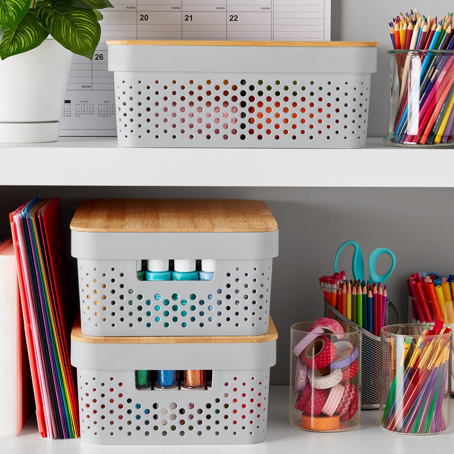 Member's Mark Multipurpose Vented Storage Bins with Bamboo Lids Set of