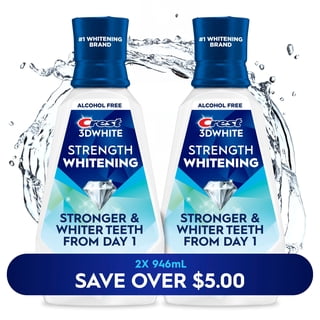 Crest 3D White Strength Whitening Mouthwash, Clean Mint, 32 fl. oz., 2 pk.