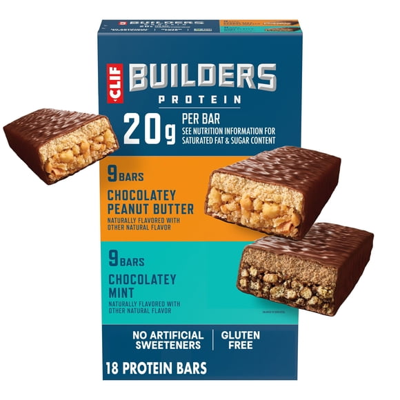 CLIF BUILDERS Gluten Free Protein Bars, Variety Pack, 18 pk.
