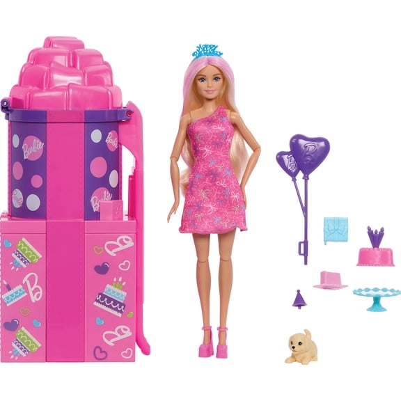 Barbie Rise & Surprise Pet Birthday Series Doll & Accessories with Slide & Surprises